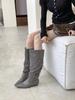 2025 Autumn and Winter New Pointed Head Thick Heel Short Heel Temperament French Fashion Sexy Beauty Splicing Boots Stacking Boots