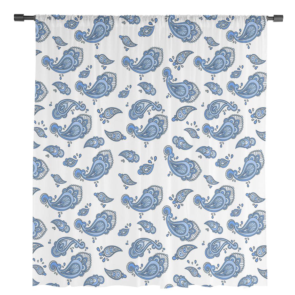 Винтажные оконные шторы с рисунком мандалы в стиле бохо, прозрачные шифоновые тюль-занавески для дома, гостиной, декоративный фон