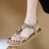Summer Rhinestone Casual Beach Flat Sandals For Women Comfort And Versatile Ethnic Style Bohemian Retro Beaded Elastic Band