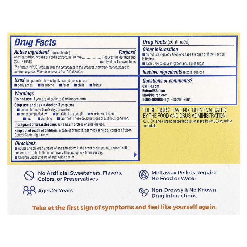 Oscillococcinum®, Flu-Like Symptoms, 12 Meltaway Pellets, 0.04 oz (1 g) Each