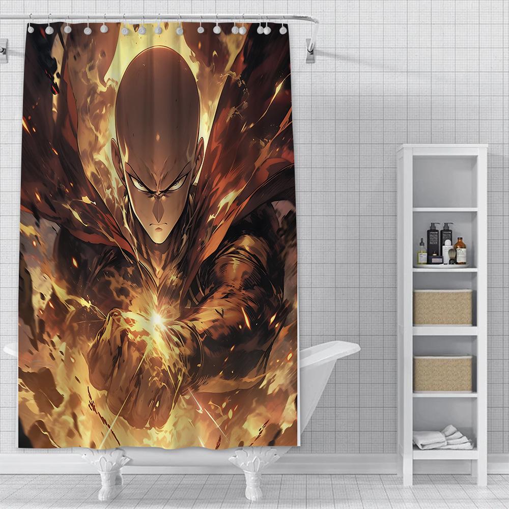Шторка для душа One Punch Man Водонепроницаемая Полиэстеровая Ткань Красочная Ванная Комната Декор Занавеска С Крючками
