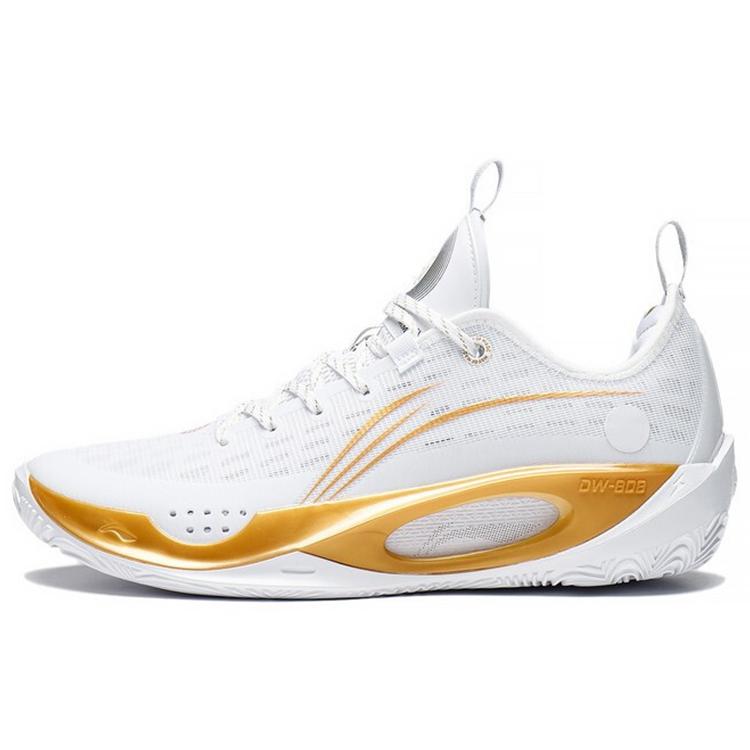 Li Ning Wade 808 2 Dynasty Износостойкие Низкие Баскетбольные Кроссовки Мужские Бело-Золотые ABPS037-2