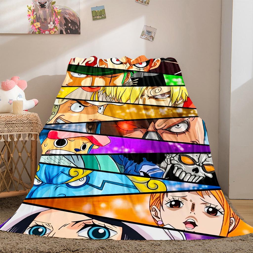 One Piece Anime Luxury Flannel Lightweight Blanket Home Decor Sofa Bed Travel Cover Family Gift LXR148