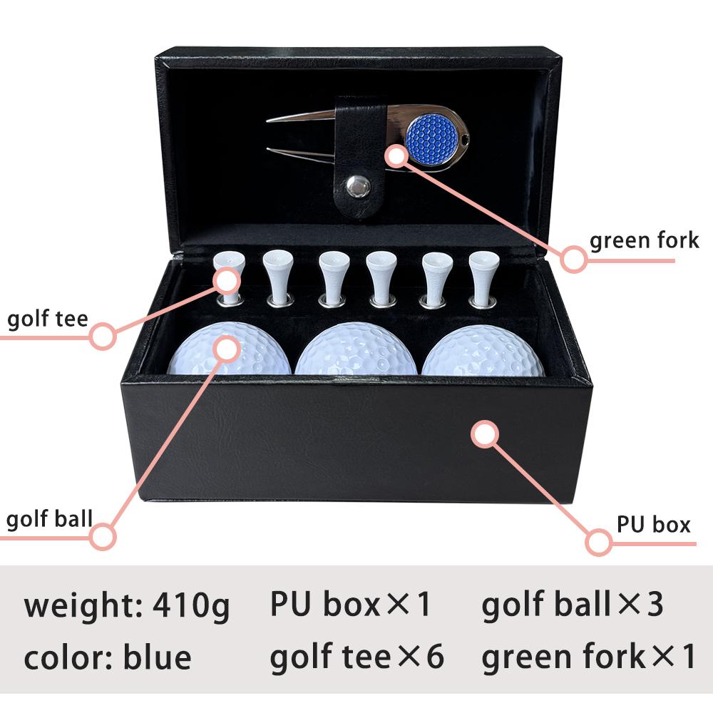 Luxury Leather Golf Gift Set, Custom High Quality Divot Tool, Golf Balls and Tees Storage Box, Premium Golf Souvenir Present