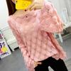 Student Korean Loose Thin Round Neck Long Sleeve Sweater Loose Large Size Hollow Knit Sweater Top