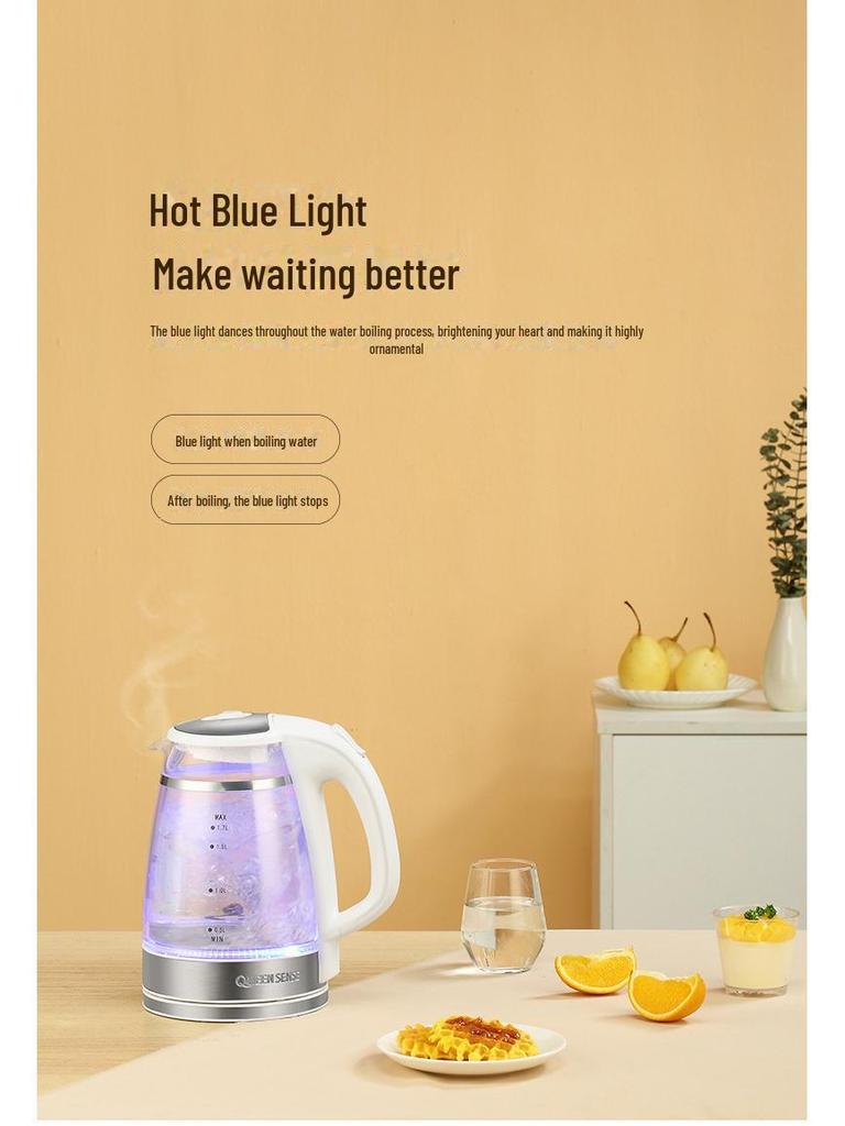 1.7L Glass Electric Kettle for Tea Brewing and Boiling - Automatic, Large Capacity for Home or Dorm Use