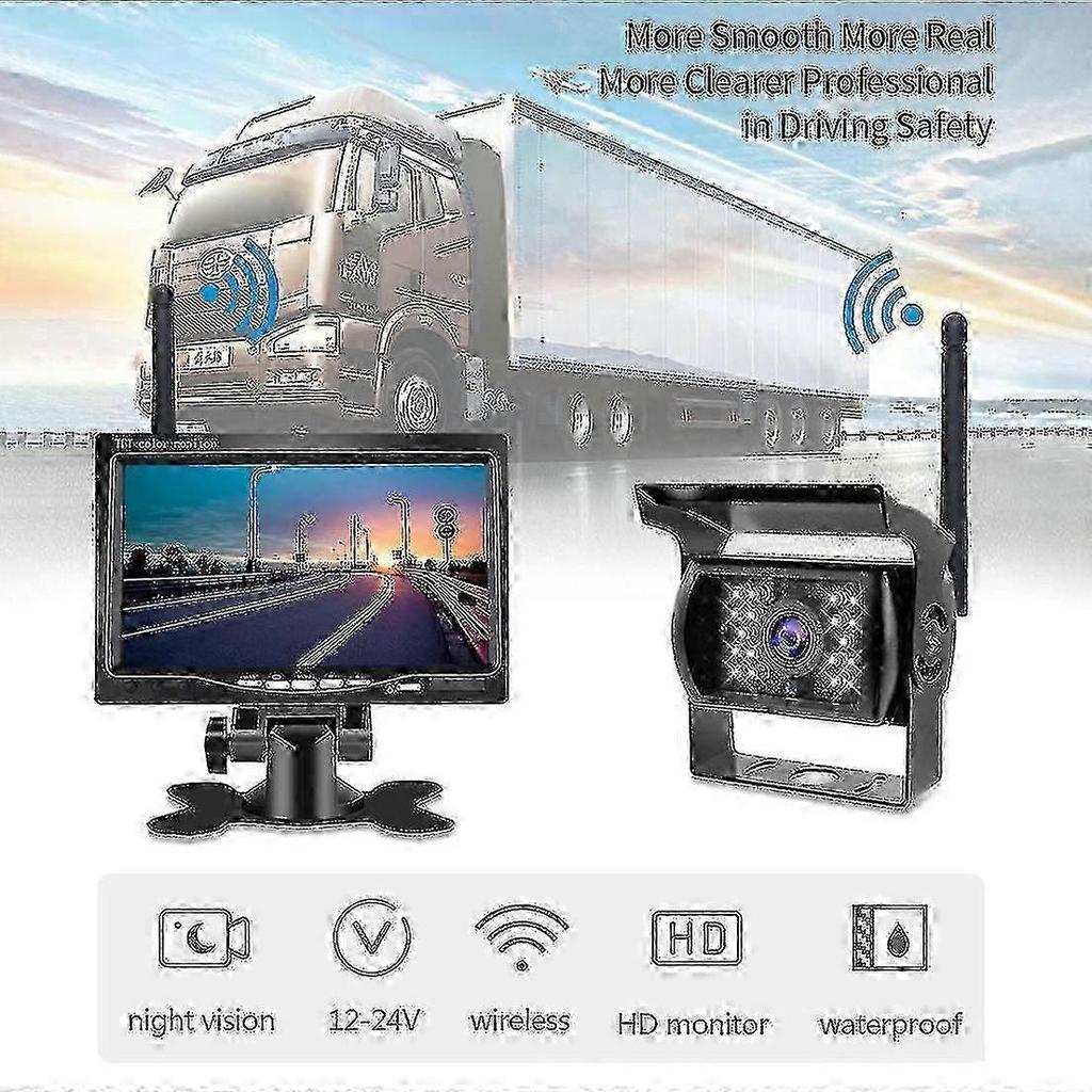 Wireless 7 Inch Rear View Backup Camera with Night Vision for Cars Trucks and RVs Safety Monitoring