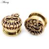 Alisouy 2PCS Stainless Steel Halloween Pumpkin Skull Ear Tunnels Plugs Expander Stretcher Gauge Earrings Piercing Body Jewelry