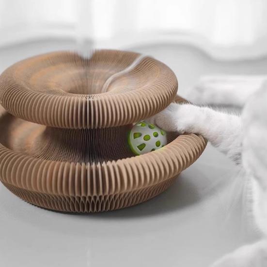 Когтеточка-гармошка для кошек, сменная интерактивная когтеточка с мячиком с колокольчиком