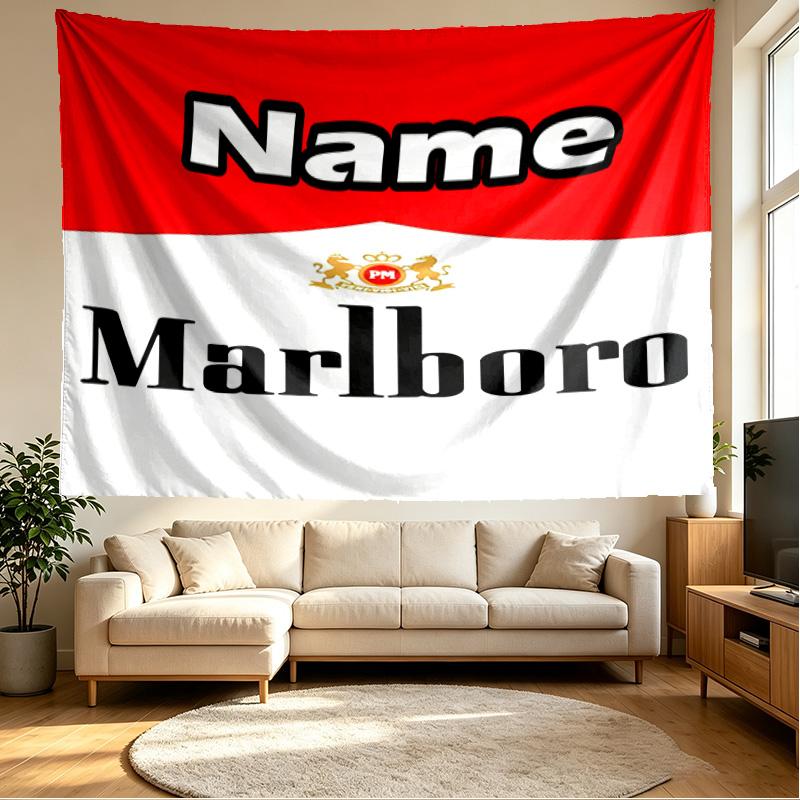 Custom Name Personalized Marlboro Print Tapestry, Wall Art Decor, Bedroom, Dorm, Apartment, LivingRoom, Party Backdrop, Gift for Birthday