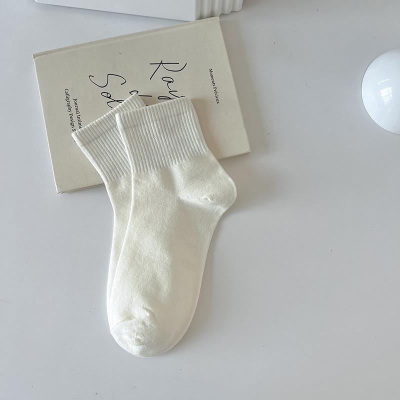 Женские спортивные носки из хлопка макаронных цветов - Дышащие, Влагоотводящие, Не скатывающиеся, Средней длины для весны и осени