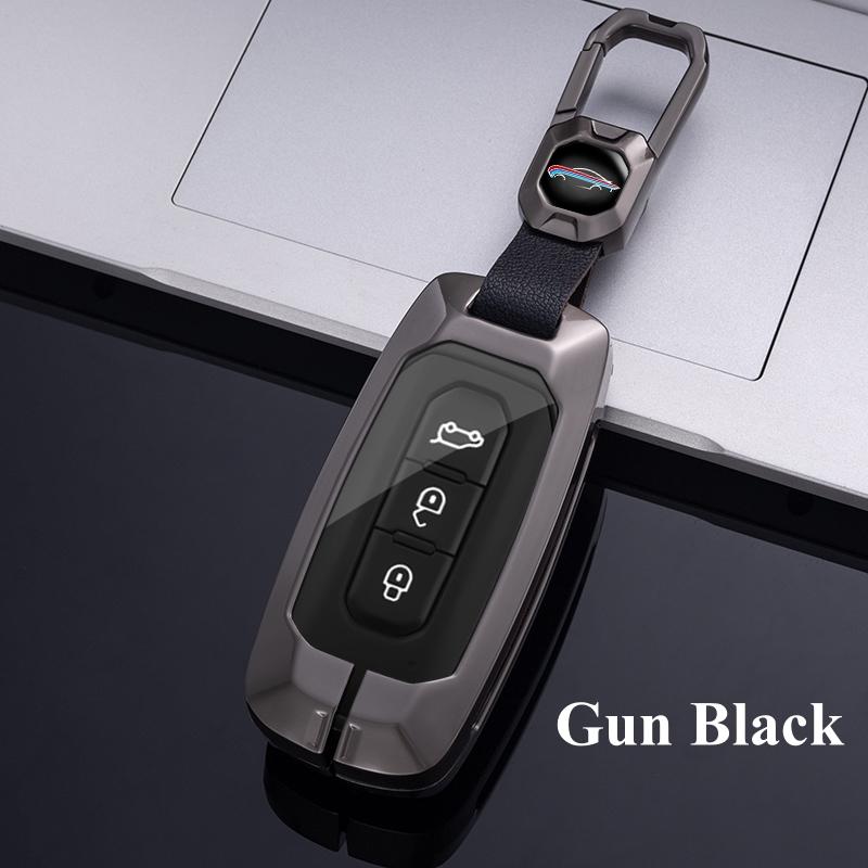 3 Buttons Metal Car Smart Key Cover Case Bag Fob Shell Holder for Ford Territory EV Key Protector Keychain Accessories