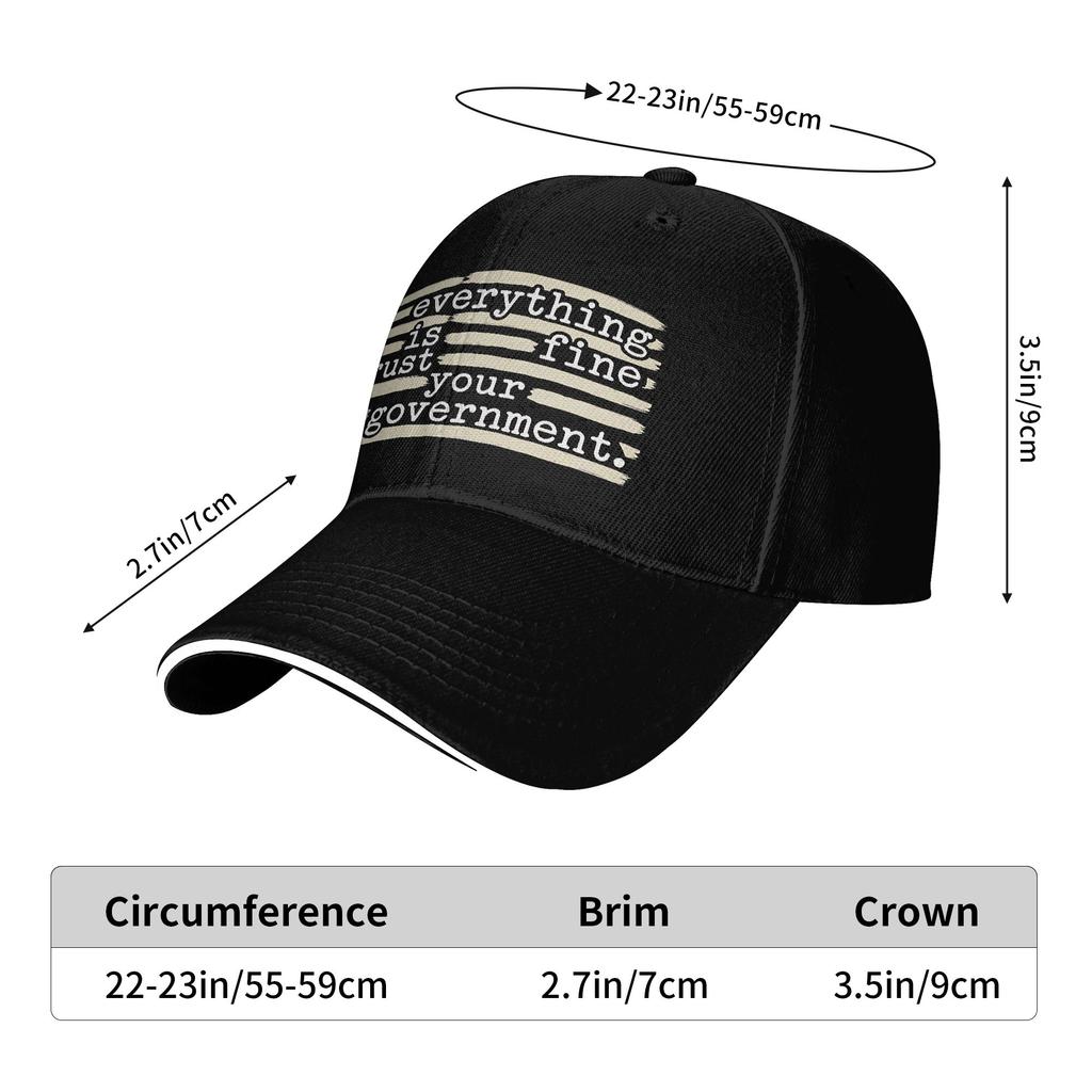 Everything Is Fine Trust Your Government Redacted Casual Baseball Cap Spring Trucker Hat Sun Hunting Hip Hop Hats Baseball Caps
