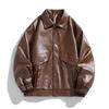 Large Size Black Fashionable Jacket Lapel Casual Spring and Autumn New Loose Men's Motorcycle Leather Jacket