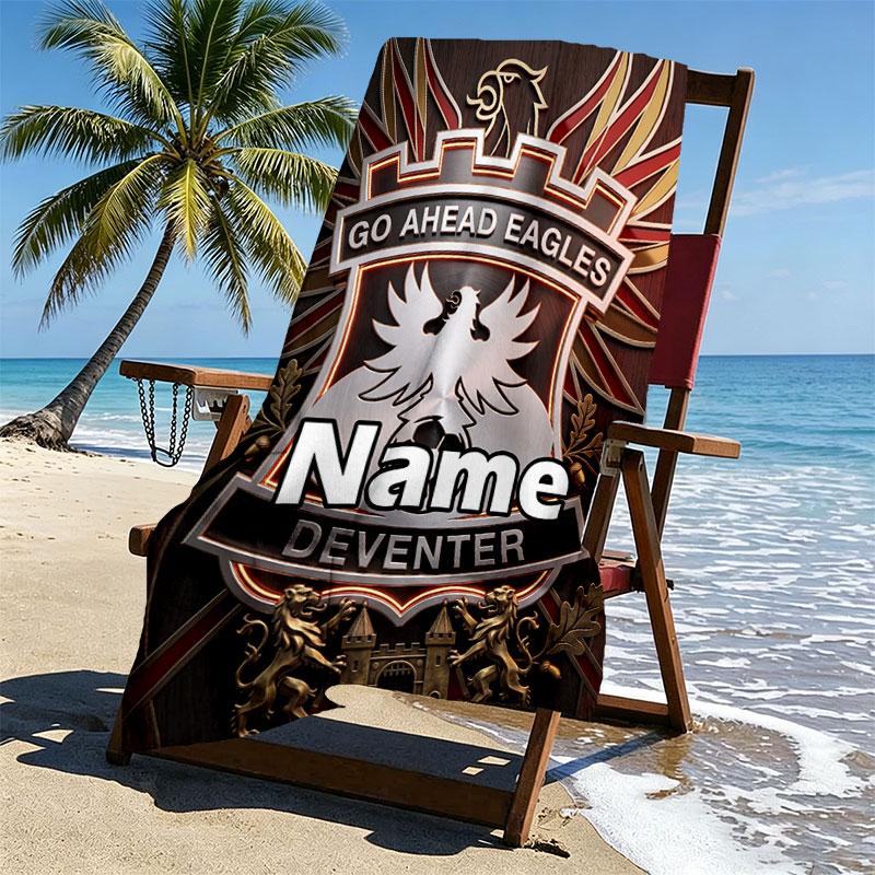 Custom Name Personalized Go Ahead Eagles Print Beach Towel, for Trip Camping Beach Party Home Decor, Birthday Gift for Family & Friends