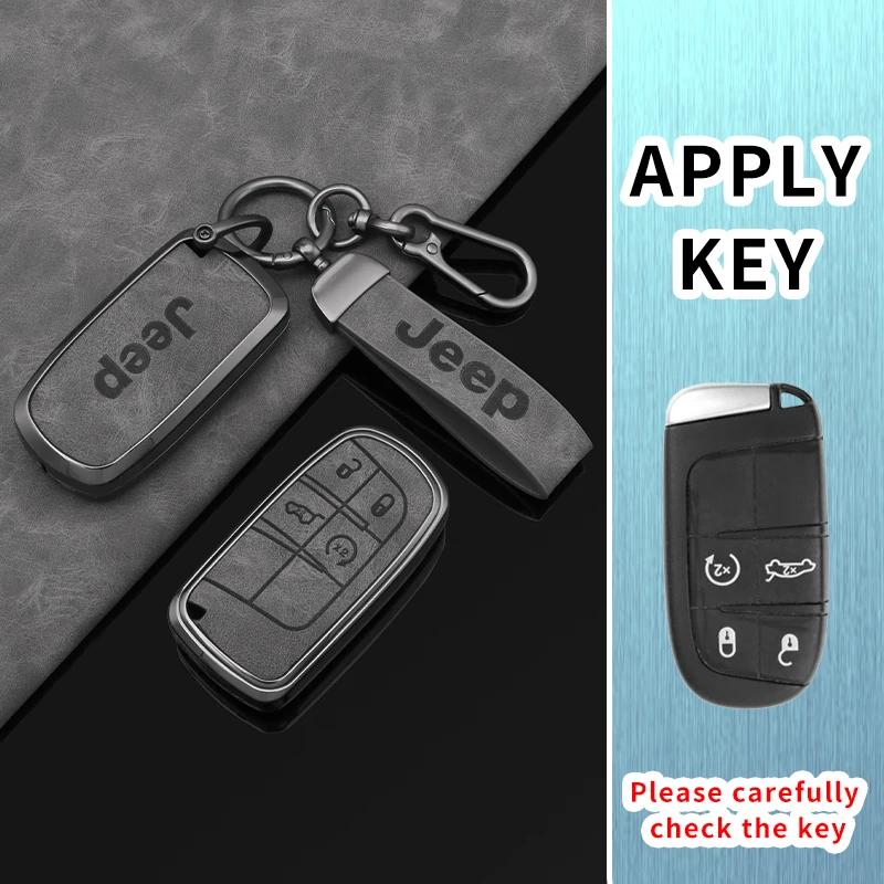 For Jeep Zinc Alloy Leather Car Key Case Cover Shell For Jeep Renegade Wrangler Patriot Grand Cherokee WK2 KL Compass Liberty