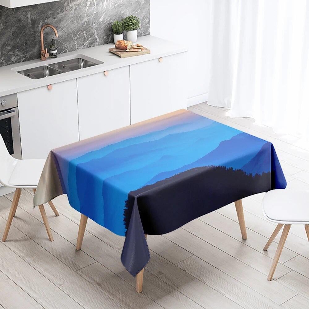 Sunset Tablecloth Natural World Landscape Stain Resistant Waterproof Rectangular Kitchen Table Home Decor