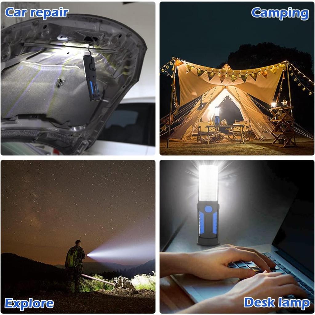 LED Work Light with Magnet Rechargeable Torch Workshop Lamp Portable Camping Lamp for Car Repair, Workshop, Garage, Camping, Emergency Lighting