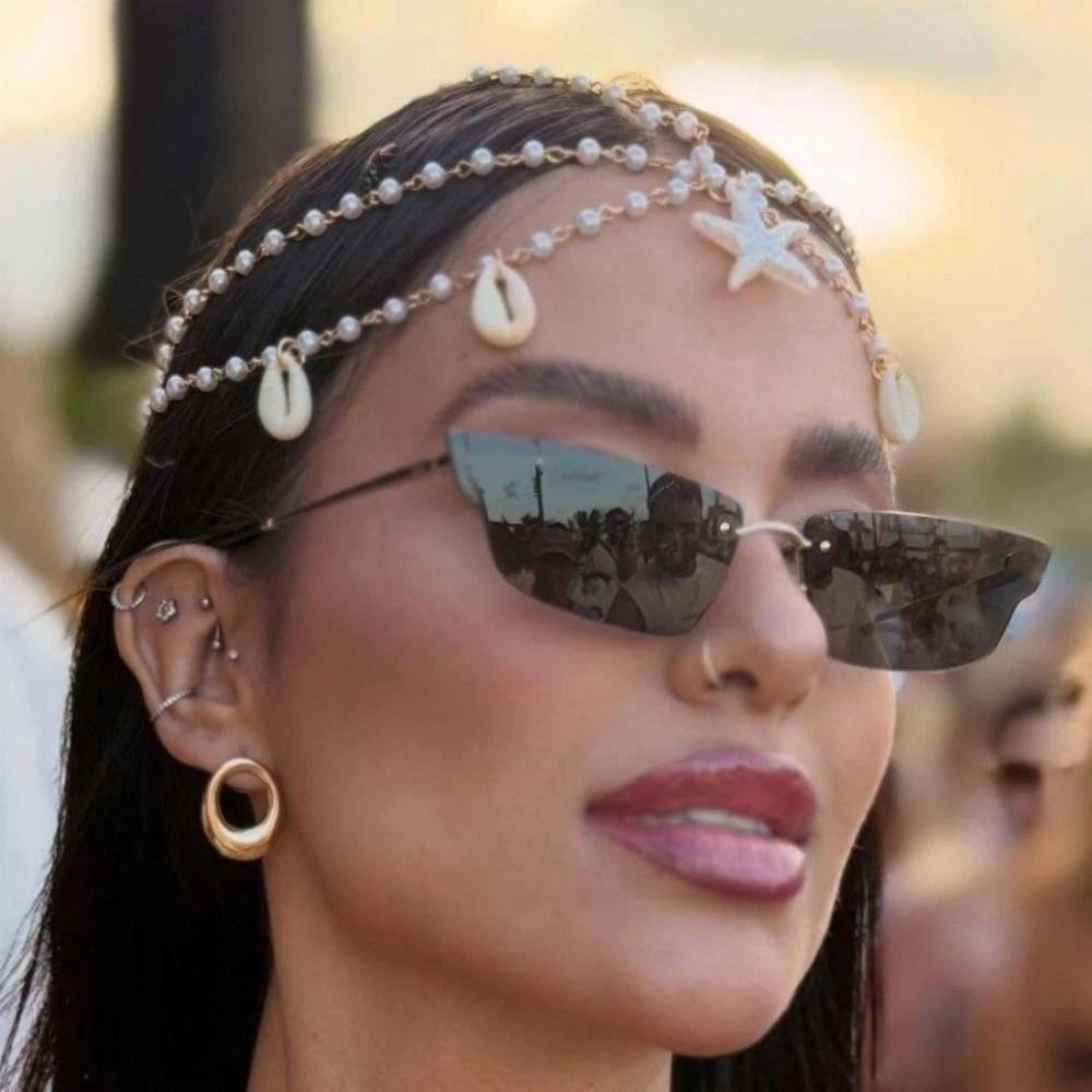 Ocean Style Bohemian Hair Chain Starfish Beaded Head Piece Boho Head Chain Summer Vacation