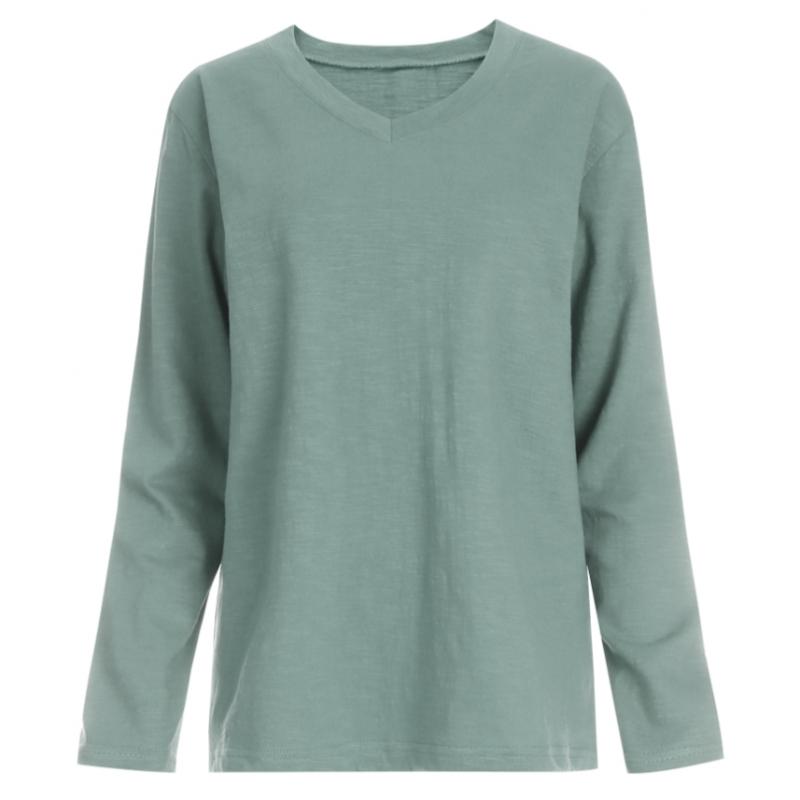 Shop Women Tail DomesTic Plain T shirT V Neck Long sleeVe T shirT Dai Wsh 1056