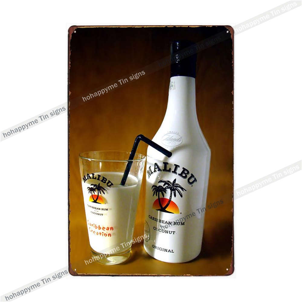 Малибу Жестяная Табличка Ром Металлическая Картина Табличка Для Бара Паба Клуба Кафе Наклейка На Стену Украшение Семейный Постер Тарелки 20x30см