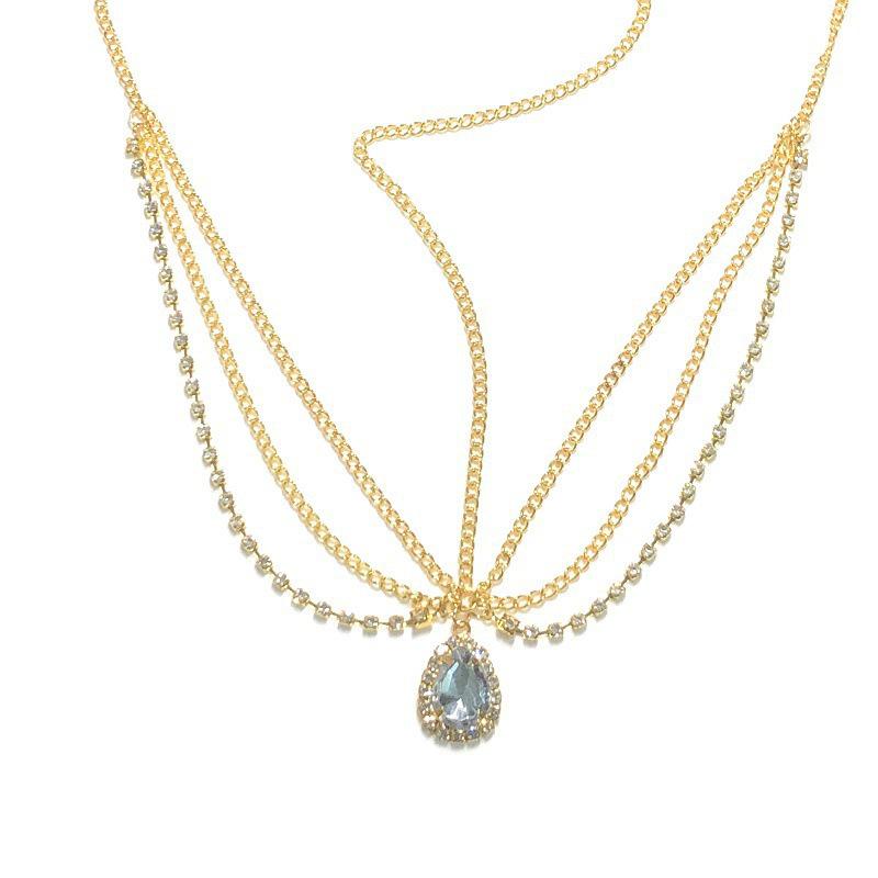 Богемный хрустальный подвесной ободок - Принцессин головной убор с бриллиантовой цепочкой