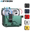 KEYSION Bluetooth Earphone Case for AirPods 4 With Switch and Hook Silicone+PC Shockproof Protective Cover for AirPods 4th