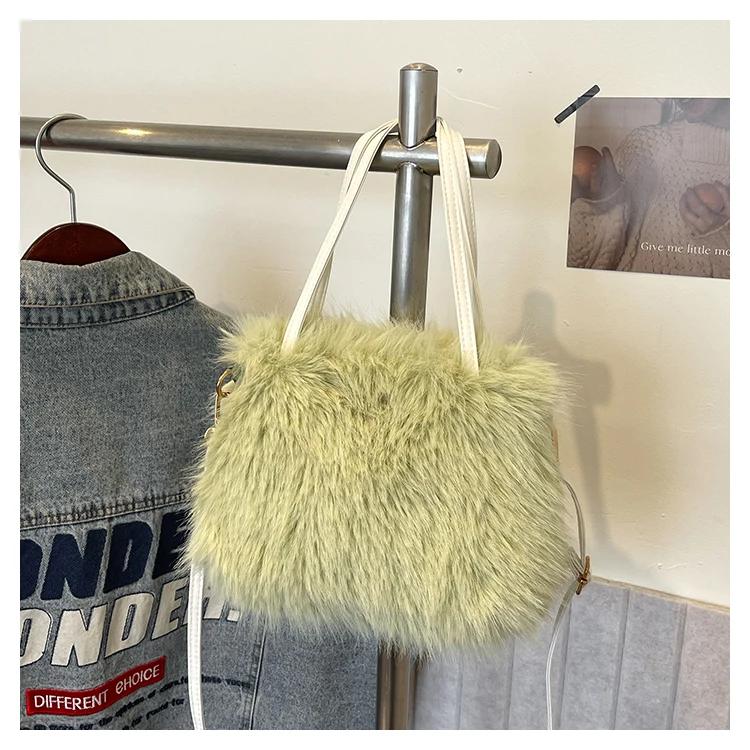 Женская сумка через плечо из бархатного меха, универсальная сумка через плечо, высококачественная сумка-ведро, портативная