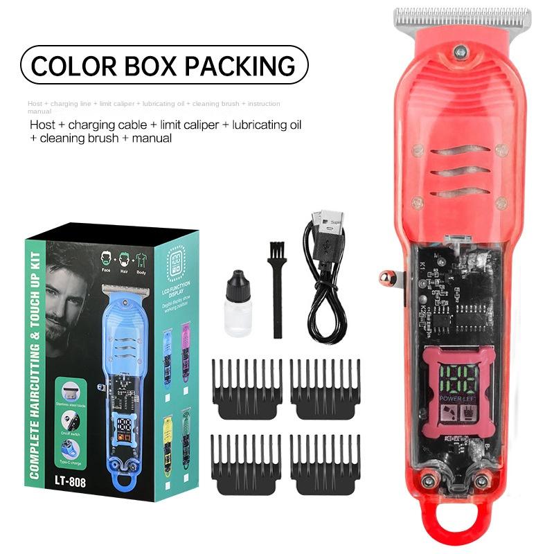 Professional Hair Cutting Machine Rechargeable Hair Clipper Transparent Electric Hair Trimmers For Men Cordless Hair Cut Machine