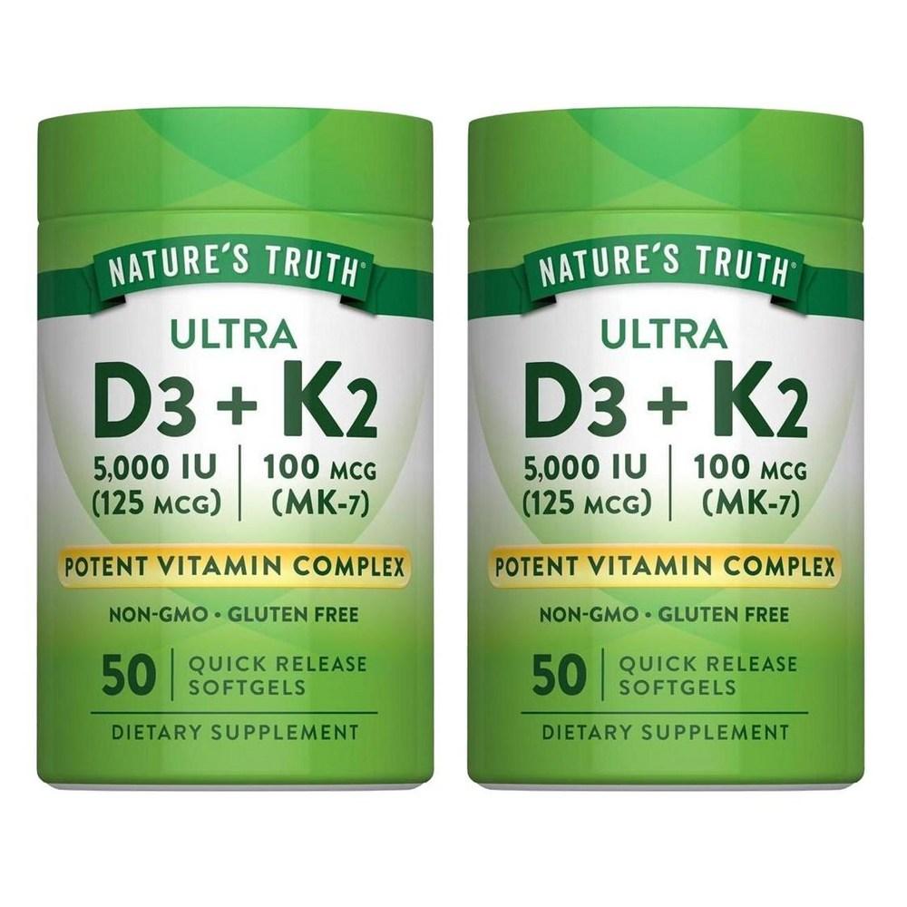 Truth Nature's Truth Ультра Комплекс Витамина D3 K2 MK7 100 мкг Мягкие Капсулы 50 Таблеток (2 шт.)