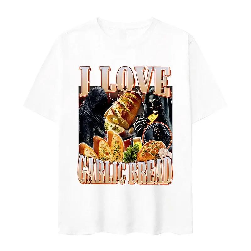 Funny Meme I Love Garlic Bread Skeleton Graphic T Shirt Men Casual Hot Sale Short Sleeve Tshirts Summer ONeck Tees Y2k Top