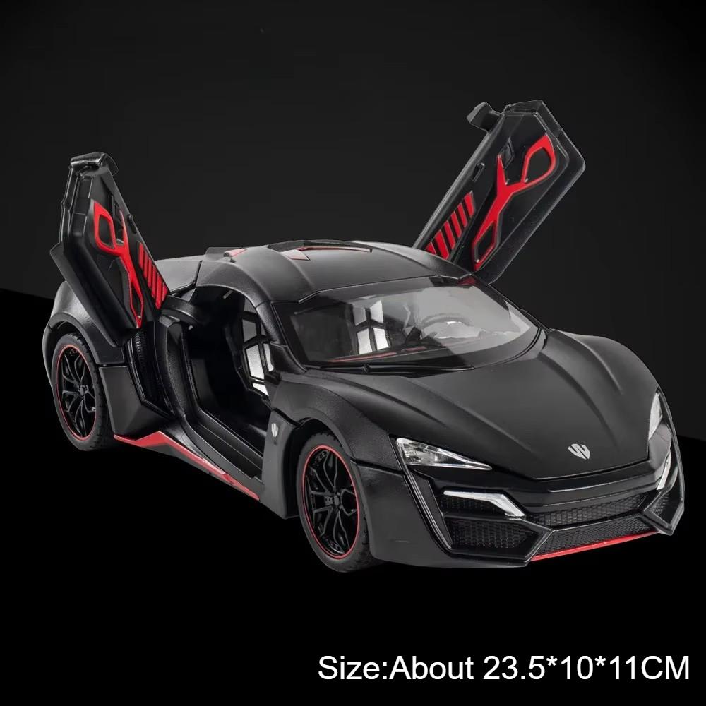Scale 1:24 Camaro Lykan Sports Car Model Toy Diecast Metal Music Light Pull Back Miniature Supercar Models Good Gift for Friends