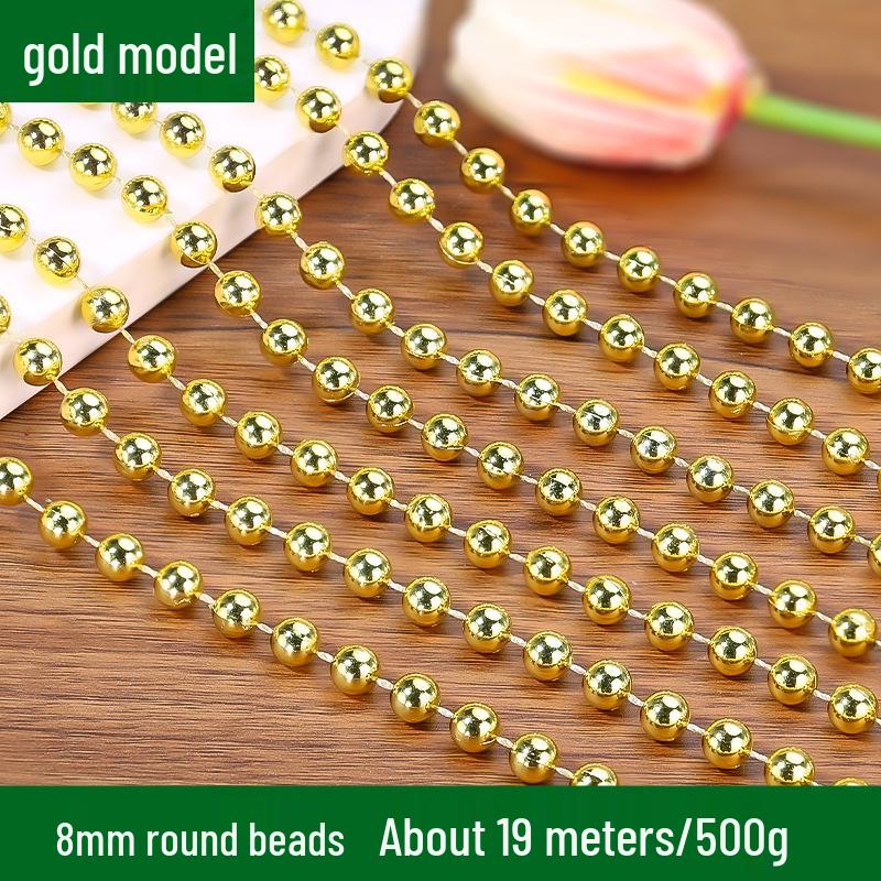 Gold & Silver Electroplated Bead String for DIY Christmas Tree Decorations