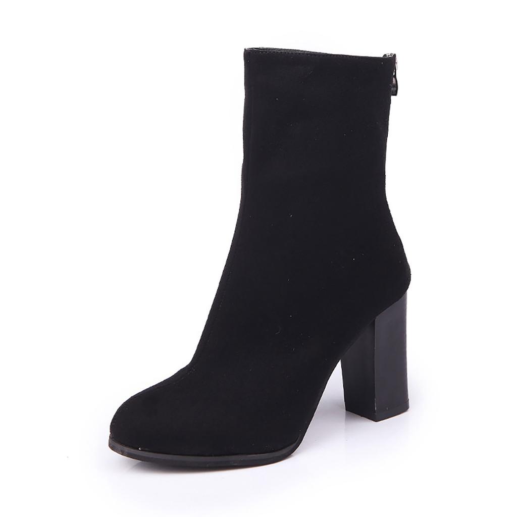 Женские теплые сапоги из искусственного меха с пряжкой, туфли на высоком каблуке, женские сапоги