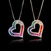 Jewelry Copper Bottom Gold-Plated Simulation Rainbow-Colored Zircon Heart-Shaped Pendant For Women