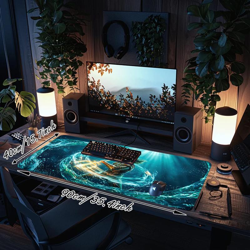 1Pc Aquatic Warrior Fantasy Gaming Mouse Pad Keyboard Desk Mat Non-slip Rubber Lock Edge Waterproof Computer Mousepad for Office Home Decor S1254