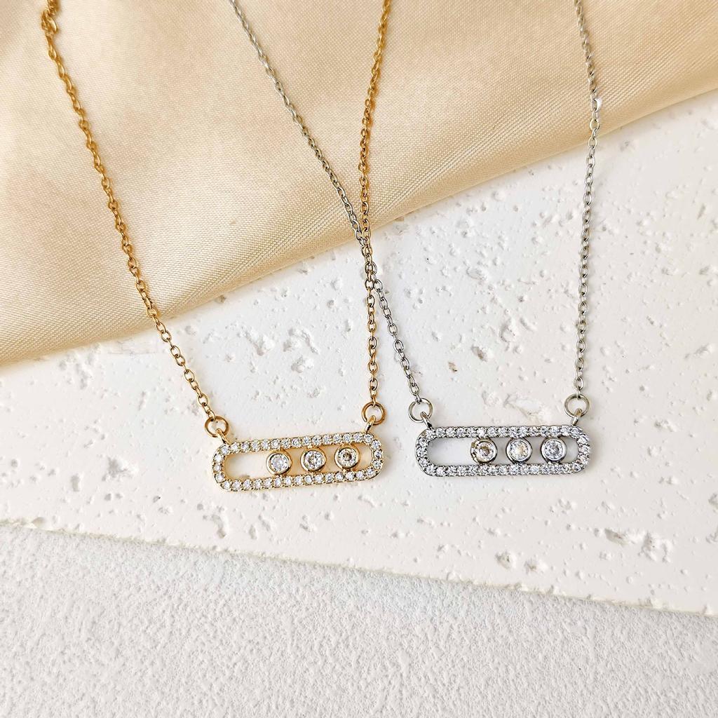 Simple Zircon Pin Pendant Necklace Women's Simple Light Luxury High-end Jewelry Accessories