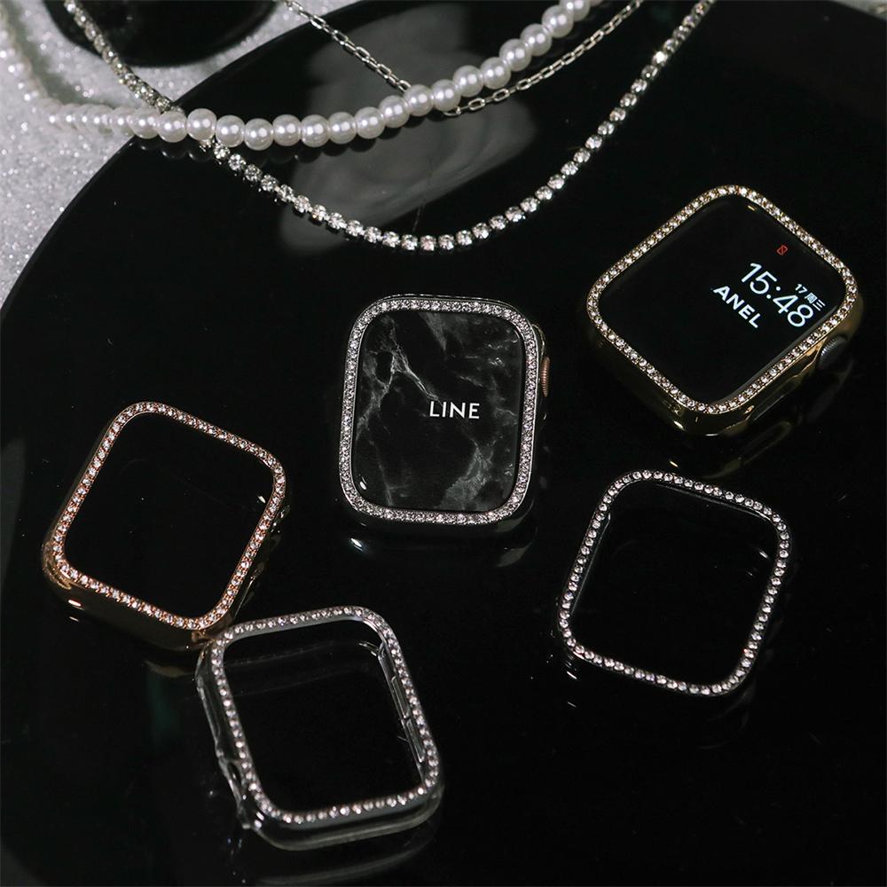 Чехол Diamond PC для Apple Watch Series10 9 8 7 6 SE ultra Bling защитный бампер блестящая рамка для IWatch 46 мм 42 мм 40 мм 41 мм 45 мм 44 мм 49 мм крышка