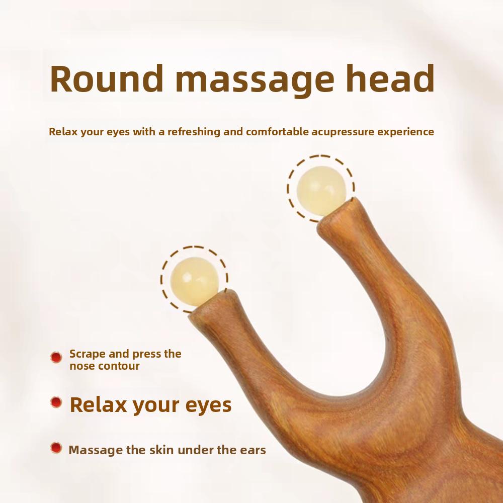 Fascia Lifting Meridian Massager Comb Wooden Handle Face Manual Massager  Nose Bridge Lifting