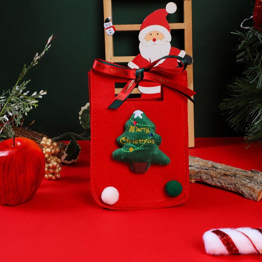 2PCS Felt Cloth Christmas Gift Bag Red Green Felt Candy Pouch Christmas Candy Bags Christmas Season