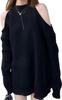 Knit Loose Long Sleeve Solid Midi Korean Harajuku [J.STORE] Off-the-shoulder, Loose-Fitting Dress, Tunic/Sweater, Fall/Winter, Fit, Off-the-Shoulder,