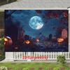 1pc 2D flat Halloween theme banner background cloth, graveyard pumpkin design, Halloween decoration, no power required——sjs