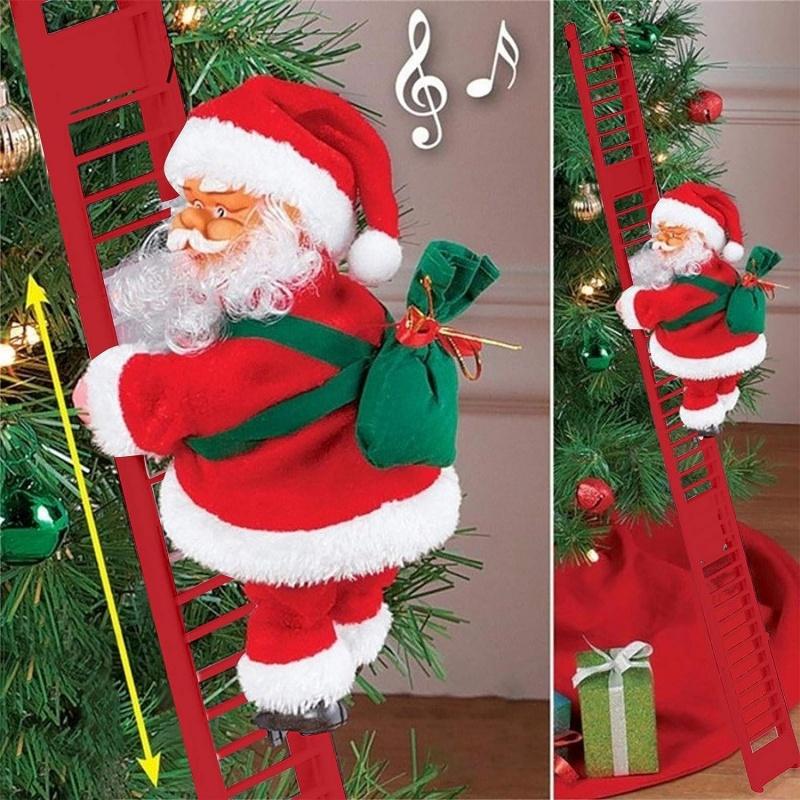 Santa Climbing Ladder Electric Claus Rope Ladder Decoration Christmas Tree Hanging Ornaments For Party Home Door