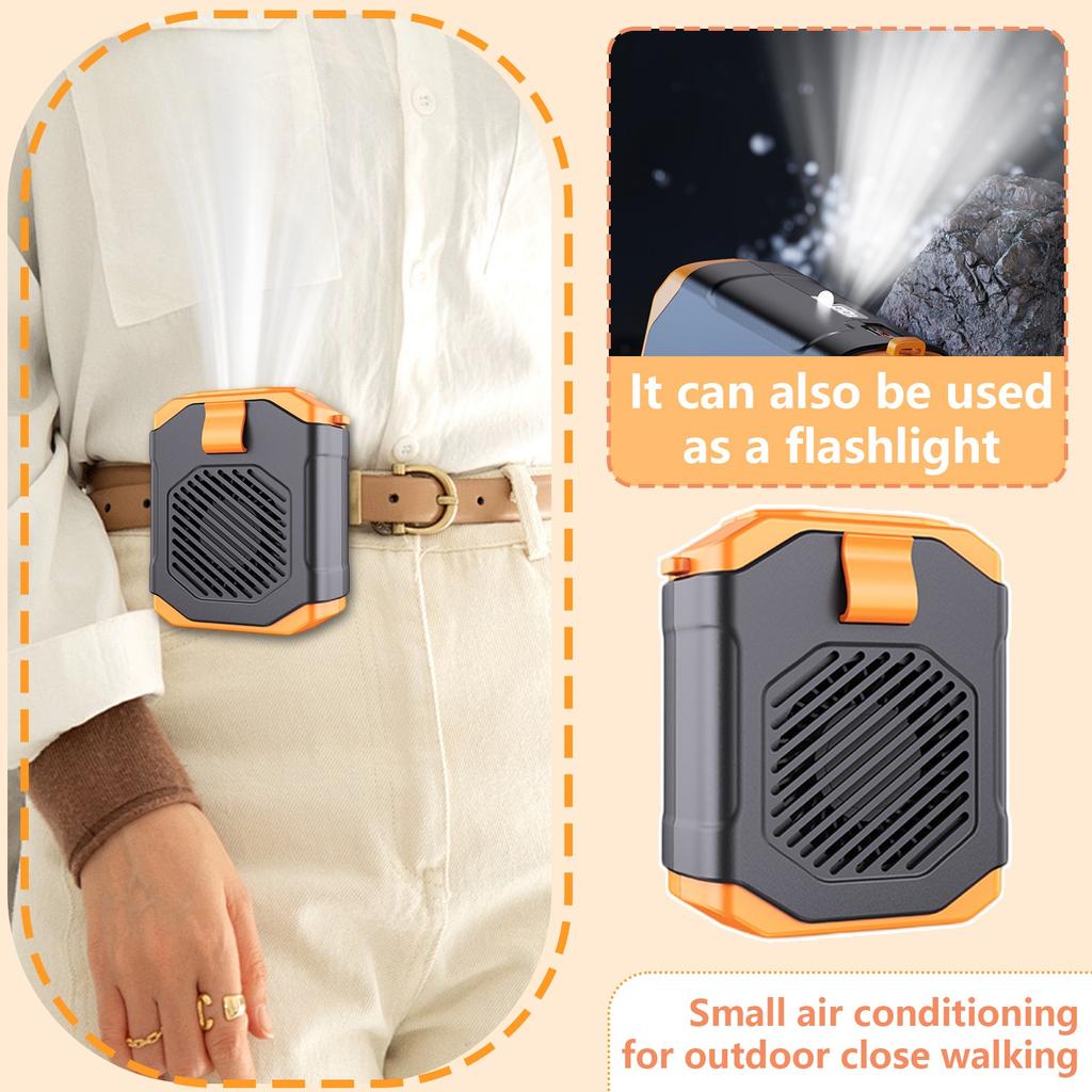 Waist-hanging Small Fan For Outdoor High Wind Power Handheld Fan With Five Adjustable Gears