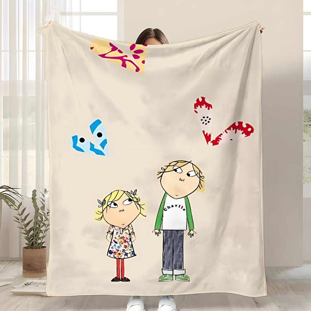 Anime Charlie and Lola Throw Kid-Friendly Flannel Throw Blanket Soft Warm Anti-Static Washable All Season