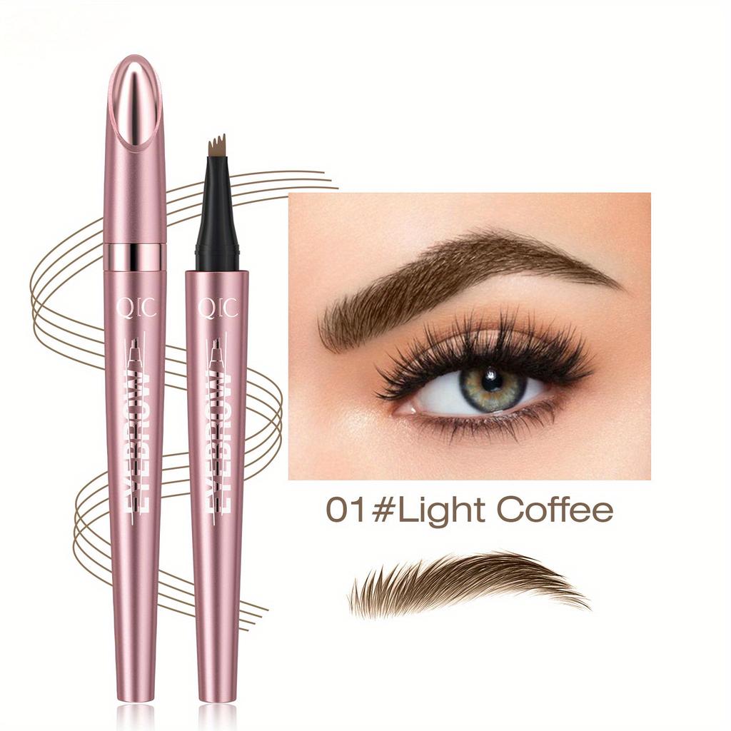 Four Forked Eyebrow Pencil Wild Eyebrow Waterproof Sweatproof Smooth Non Smudge Liquid Eyebrow Pencil Eyebrow Contour Pencil Women's Makeup 4 Colors