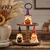 Herbst Saisonale Regaldekoration Geist Nachtlicht, Harzfigurine mit Hexenhut Leuchtender Kürbis Eimer, Warme Bernsteinfarbene LED Lampe, Bauernhaus Halloween