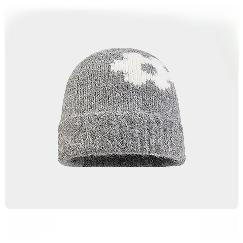 Knit Hat For Women With Colorblock Pattern Warm Windproof Winter Accessories
