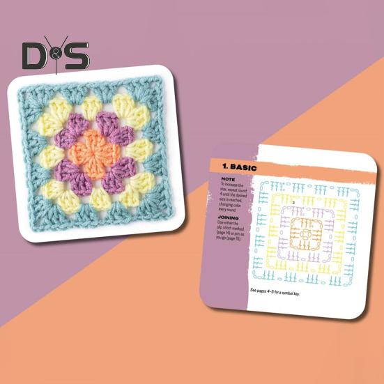 Колода карт «Бабушкин квадрат» 50 смешанных узоров для вязания крючком Колода карт Блоки для вязания крючком Одежда Аксессуары для взрослых Начинающий