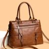 Large Capacity Shoulder Bag Soft Leather Boston Bag Casual Underarm Bag  Female